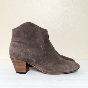 Isabel Marant Dicker Suede Booties 38 US 8 Taupe Gray Ankle